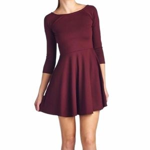 Forever 21 Maroon Skater Dress SMALL